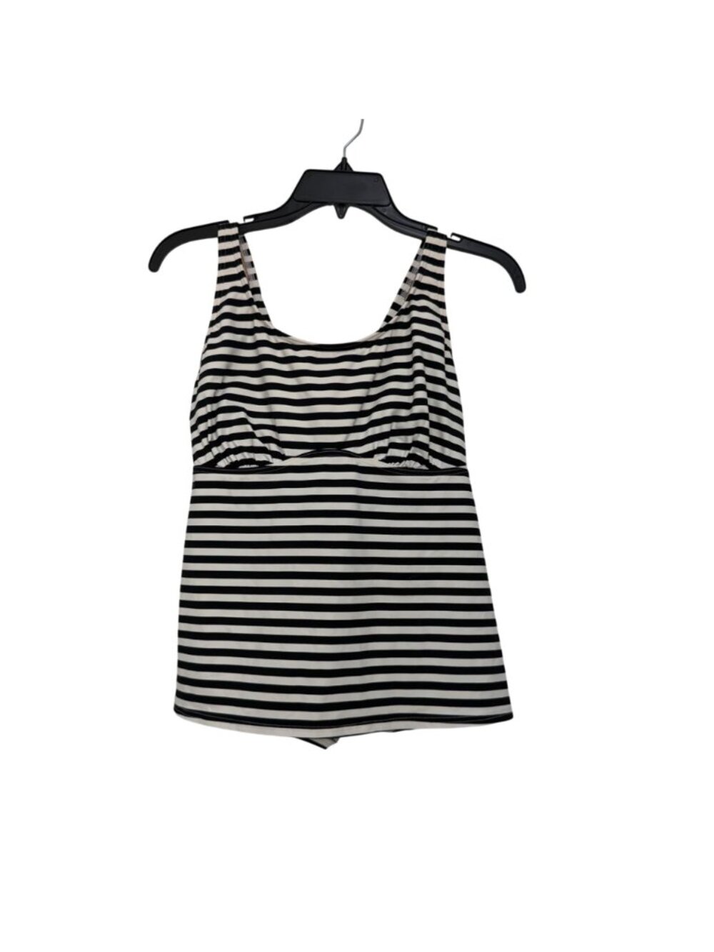 Lands End Women Black White Stripe Tankini Swim Top Size 16 Built-In Bra Support - Picture 7 of 12
